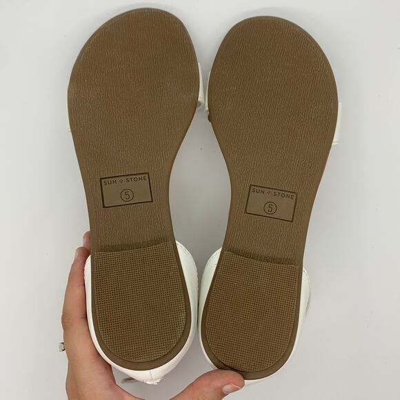 Sun + Stone Keley Dress Sandals Size 5M NIB Ankle Strap Flat White - Picture 9 of 9